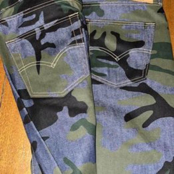 Men’s blue Camo 501 Levi’s 36x32 - Picture 2 of 4